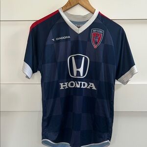 Diadora Indy Eleven Navy Soccer Jersey with Red and White Accents